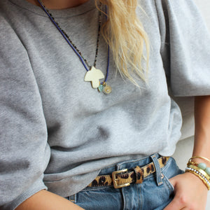 Blauw Koordje Met Goudkleurig Slot