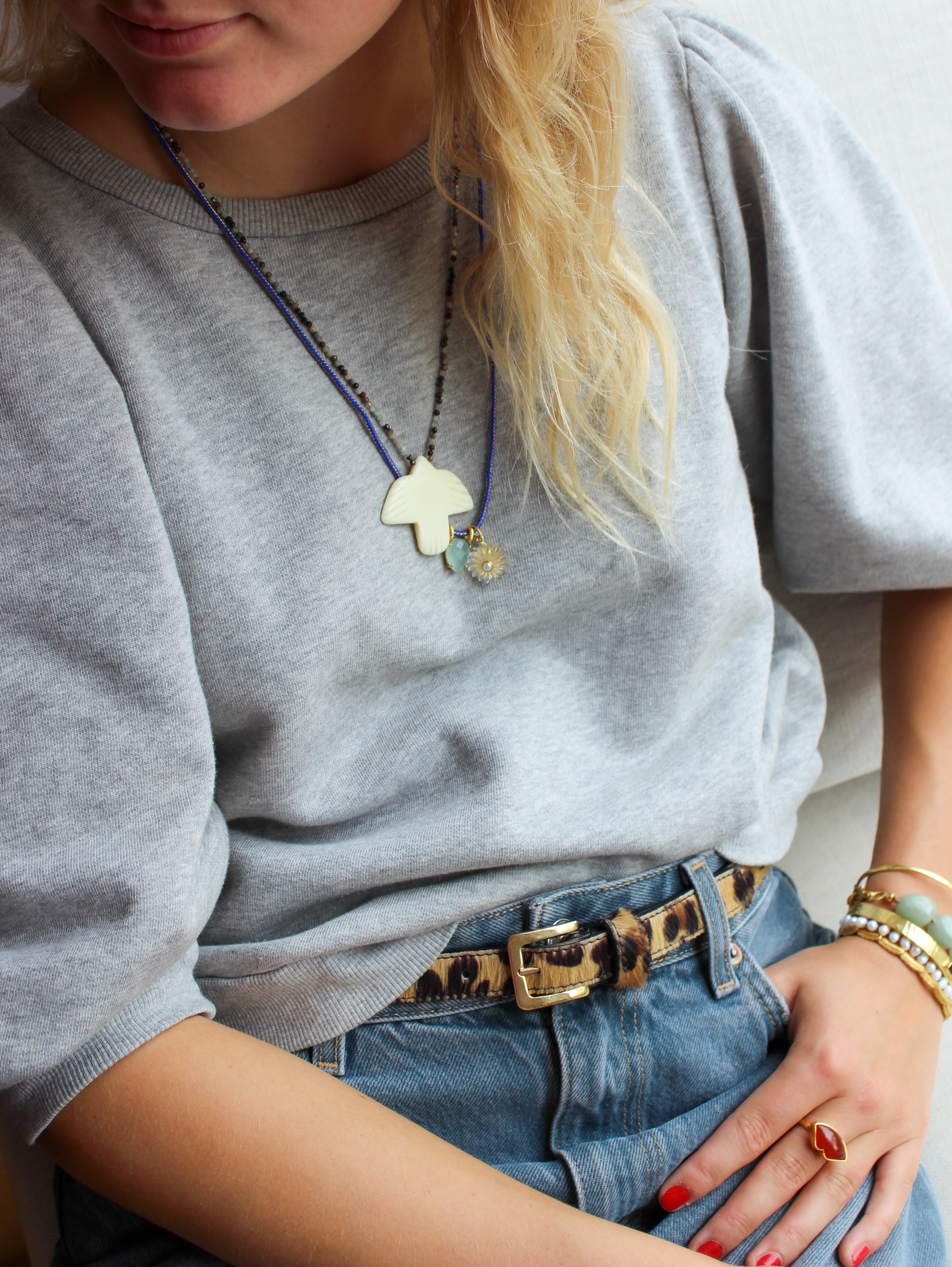 Blauw Koordje Met Goudkleurig Slot