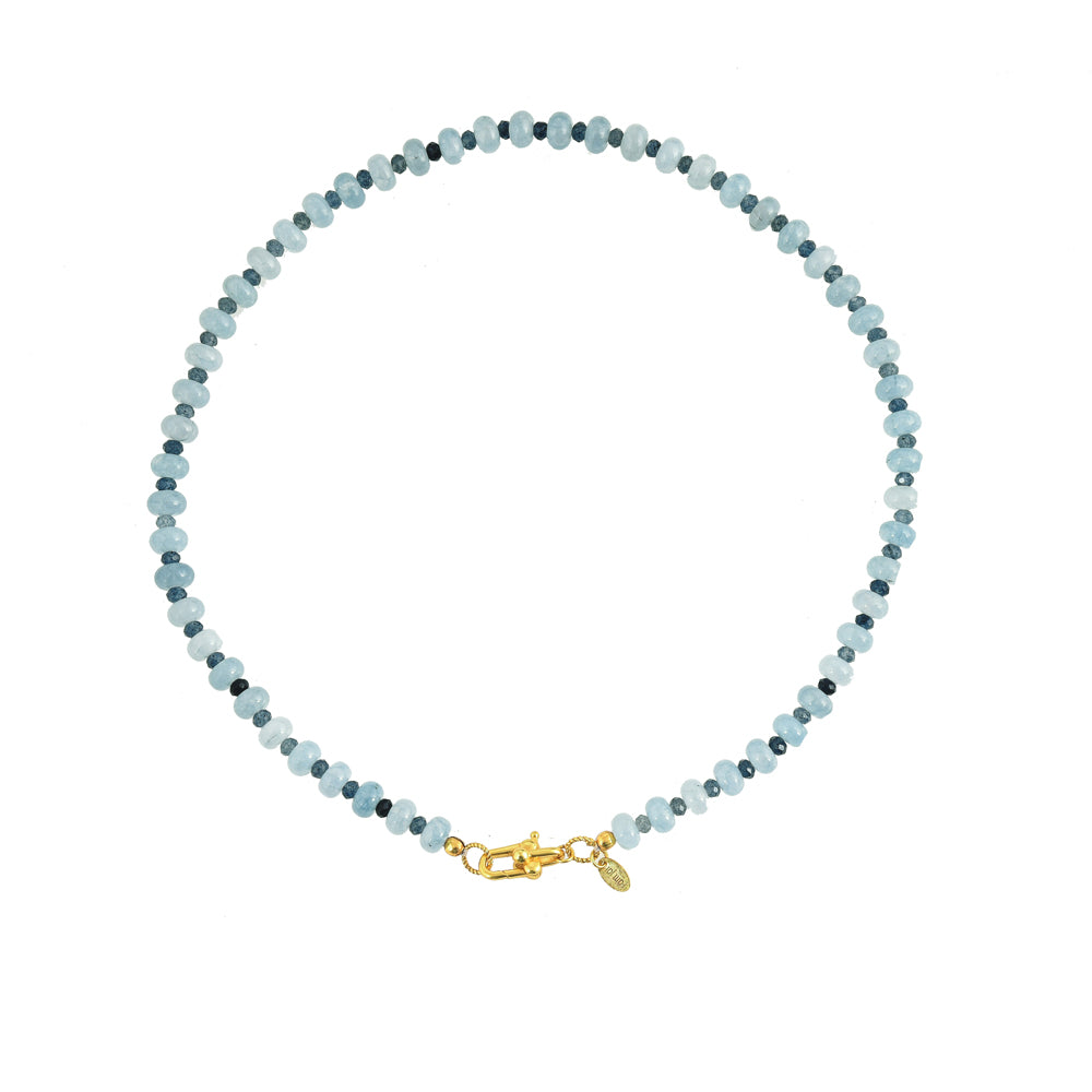 Blauwe Jade Edelstenen Donut Ketting