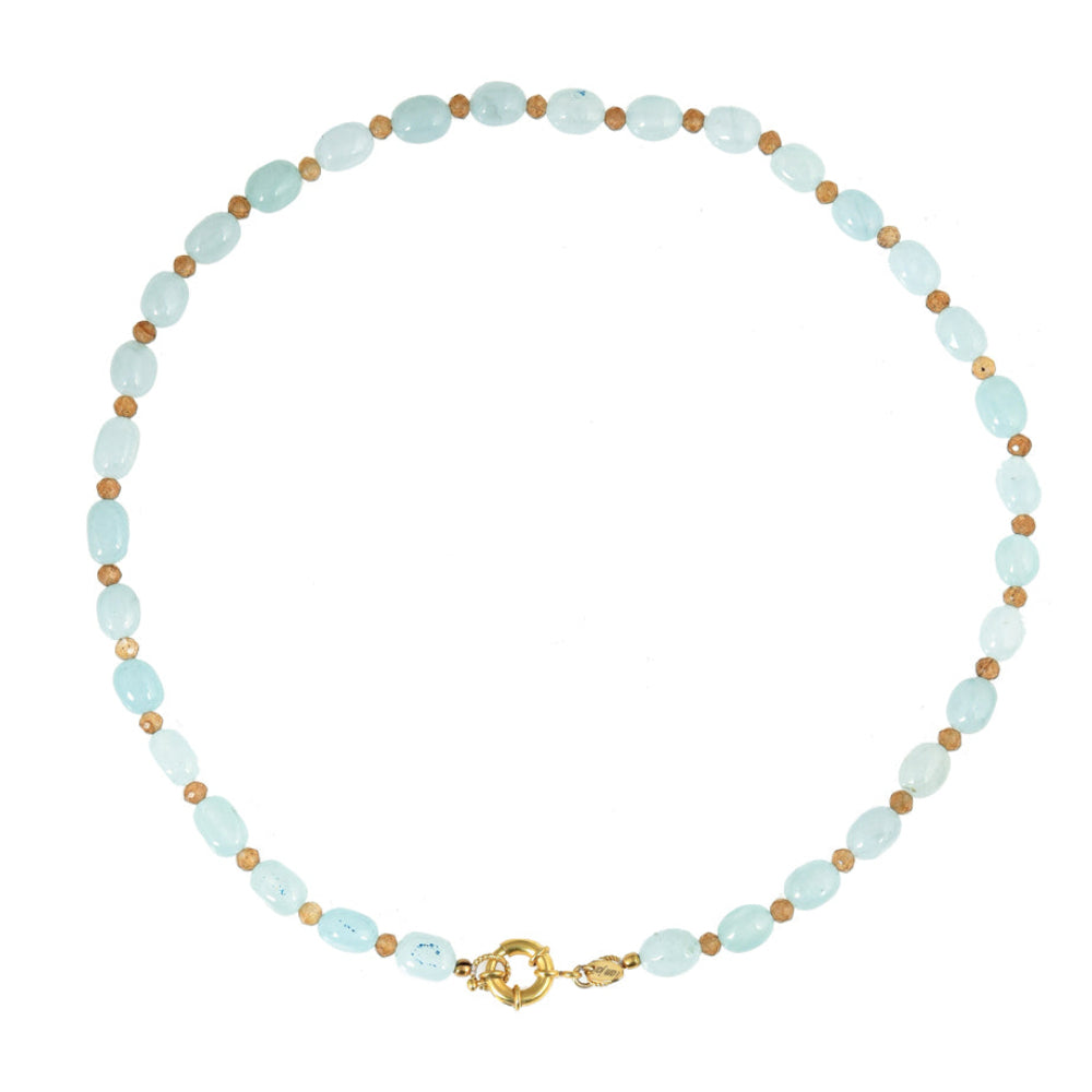 Blauwe Jade Edelstenen Ketting Met Slot