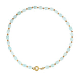Blauwe Jade Edelstenen Ketting Met Slot