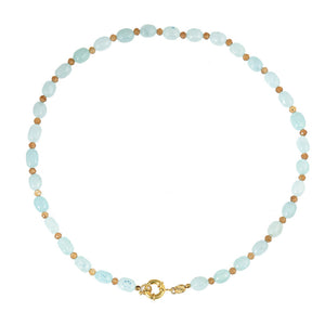Blauwe Jade Edelstenen Ketting Met Slot