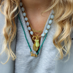 Blauwe Jade Edelstenen Ketting Met Slot