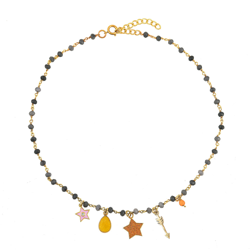 Blauwe Jade Ketting Met Bedels