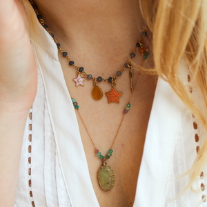 Blauwe Jade Ketting Met Bedels