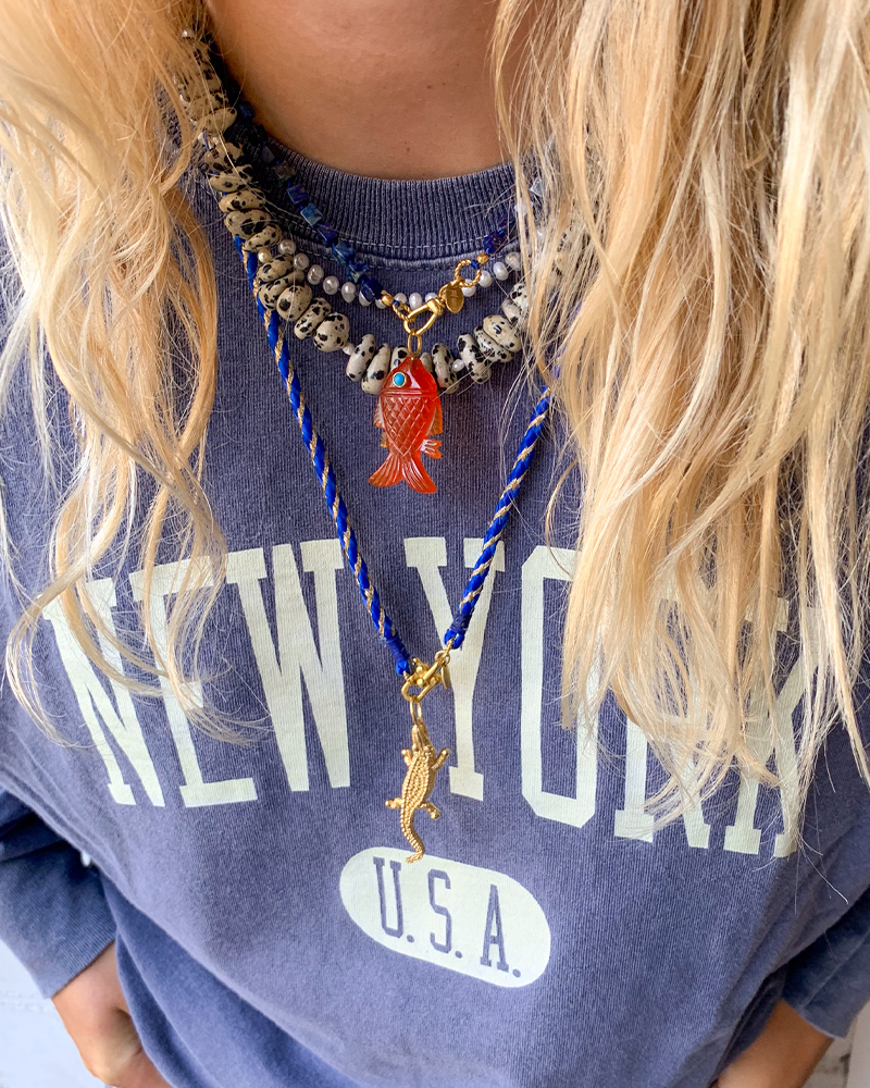 Handgeknoopte Blokjes Ketting Lapis Lazuli