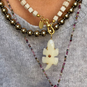 Handgeknoopte Blokjes Ketting Witte Aventurijn