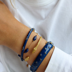 Brede Donkerblauwe Emaille Bangle met Zirkonia