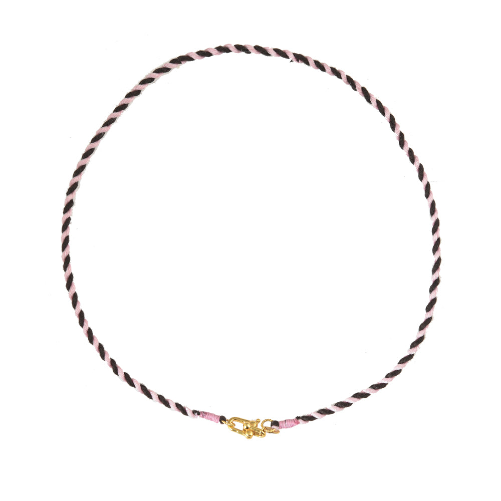 Bruin Roze Koord Ketting met Slot