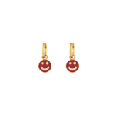 Burgundy gouden smiley oorbellen
