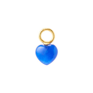 Blue stone Heart charm for woman, gold plated round hanger