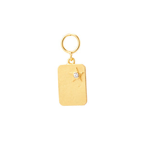 Gold palted charm plate with a star combined with a little diamond for woman