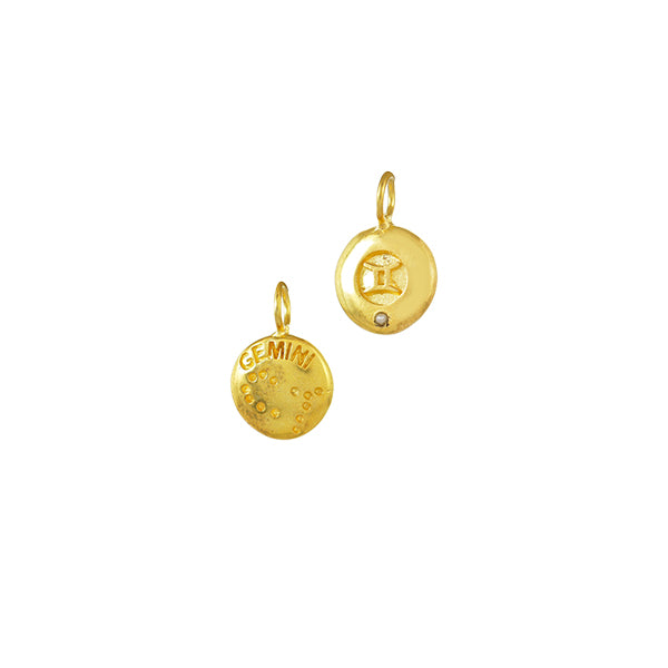 Gemini Zodiac Gold Plated Charm