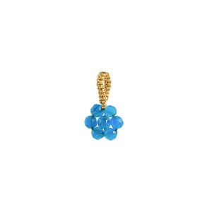 Blue onyx Flower Charm With Gold Thread Ring to add to your necklace or earrings.