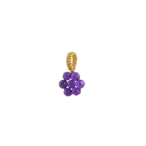 Purple jade Flower Charm With Gold Thread Ring to add to your necklace or earrings.