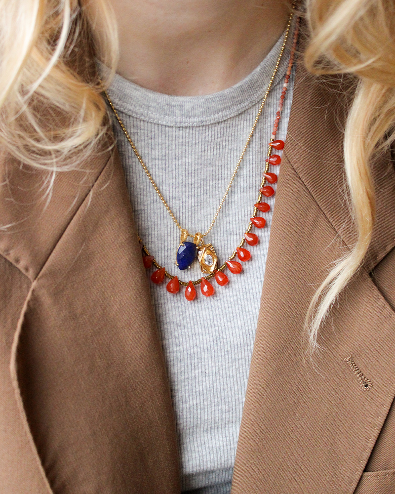 Druppel Edelstenen Ketting Carneool