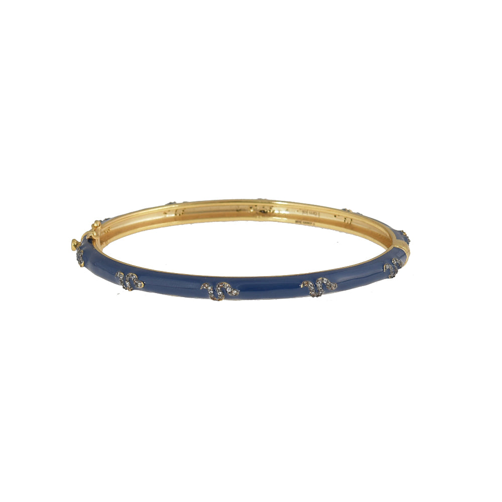 Donkerblauwe Emaille Bangle met Zirkonia