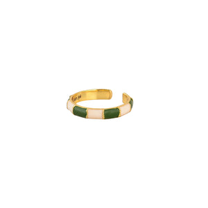 Donkergroen Witte Emaille Ring Streep
