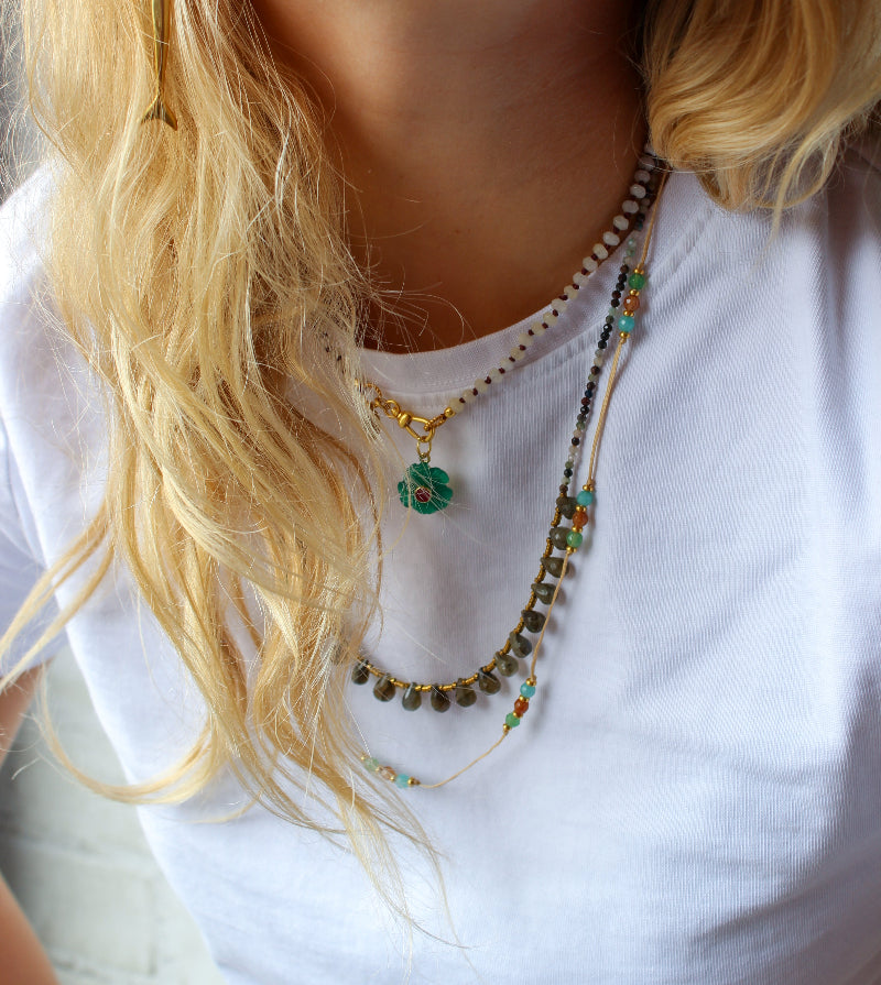 Druppel Edelstenen Ketting Labradoriet