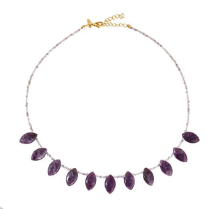 Druppel ketting paarse agaat