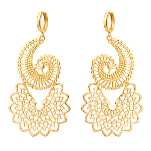 Statement Gold Earrings Paisley