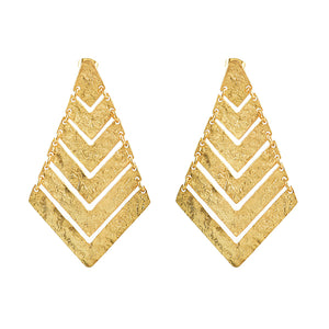 Hammered Statement Gold Earrings