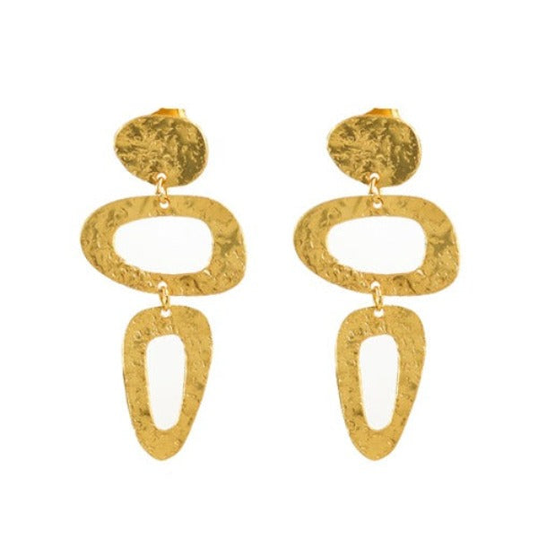Hammered Fancy Gold Earrings