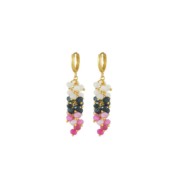 Double Woven Glass Bead Earrings Pink