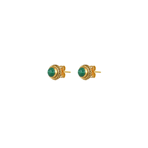 Klein Gouden Studs Edelsteen groene Onyx