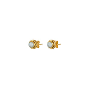 Klein Gouden Studs Edelsteen Maansteen