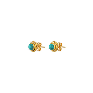 Klein Gouden Studs Edelsteen Turquoise