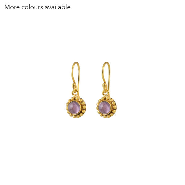 Small Round Gold Stone Earrings