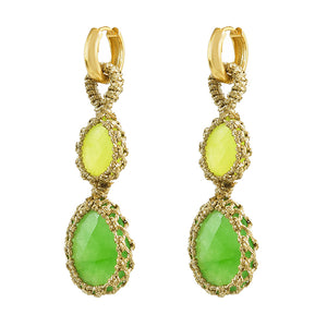 Stylish Double Thread Covered Stone Earrings