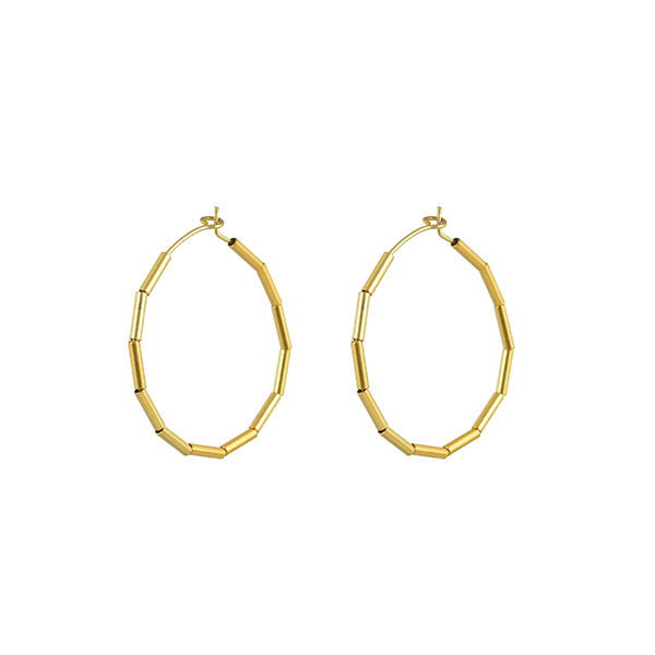 Gold Plain Pipe Thin Earrings