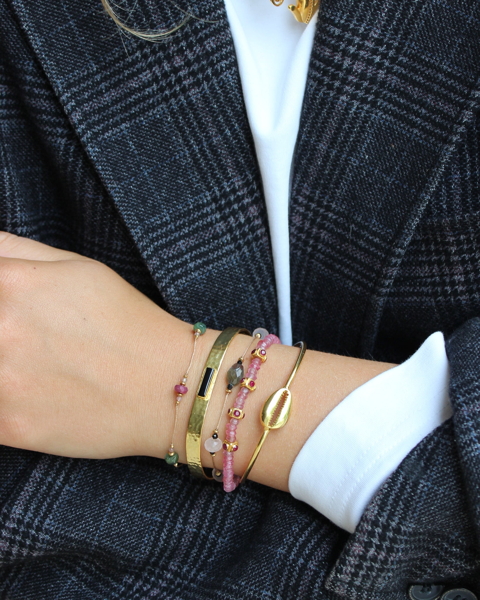 Koord Armband Met Edelstenen Tourmalijn