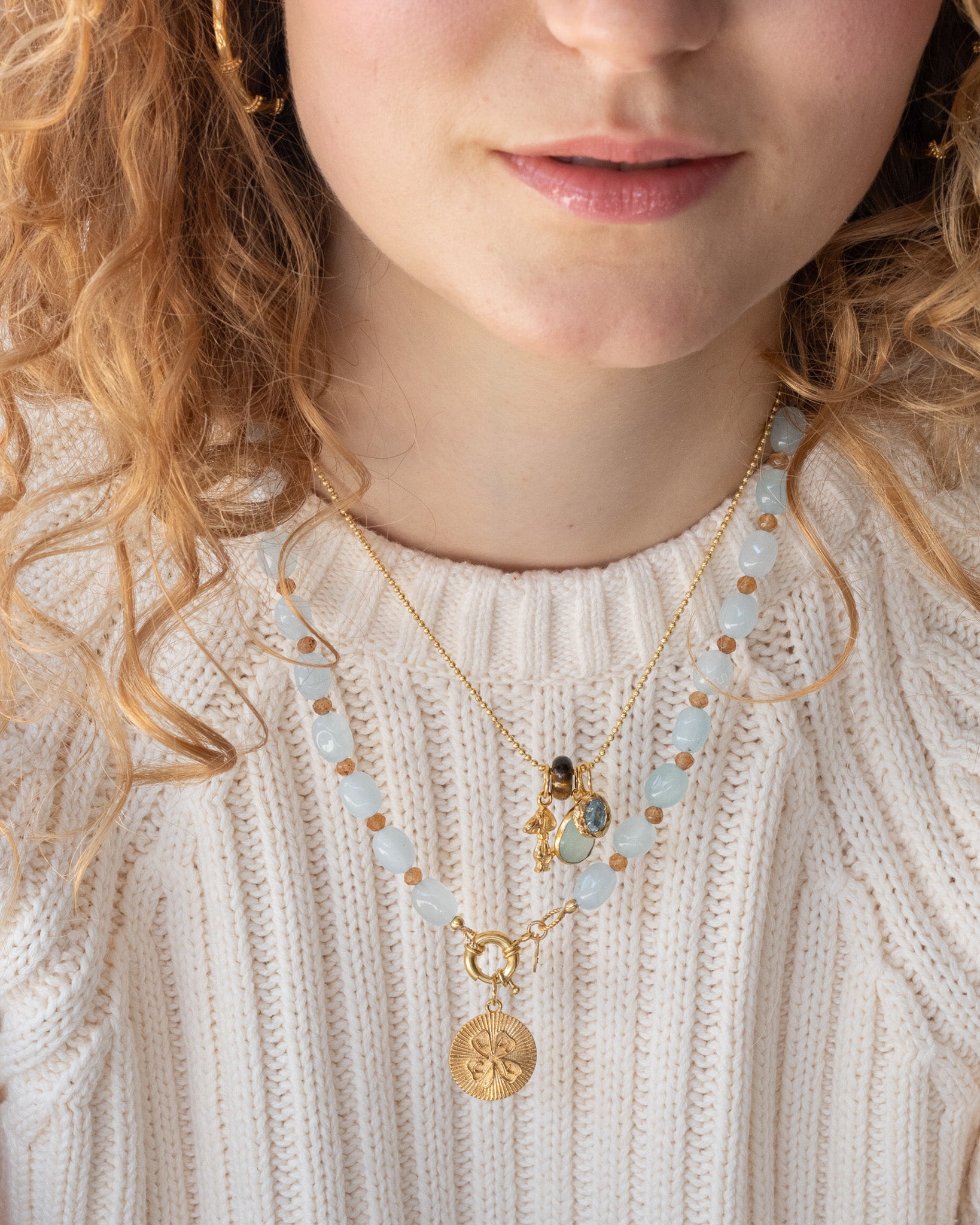 Edelstenen Bedels Gouden Ketting