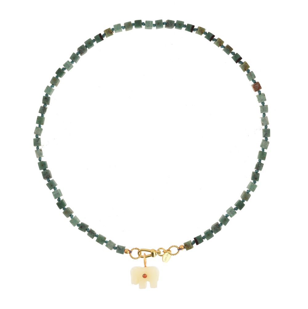Edelstenen Turquoise_ketting_paardje bedel wit
