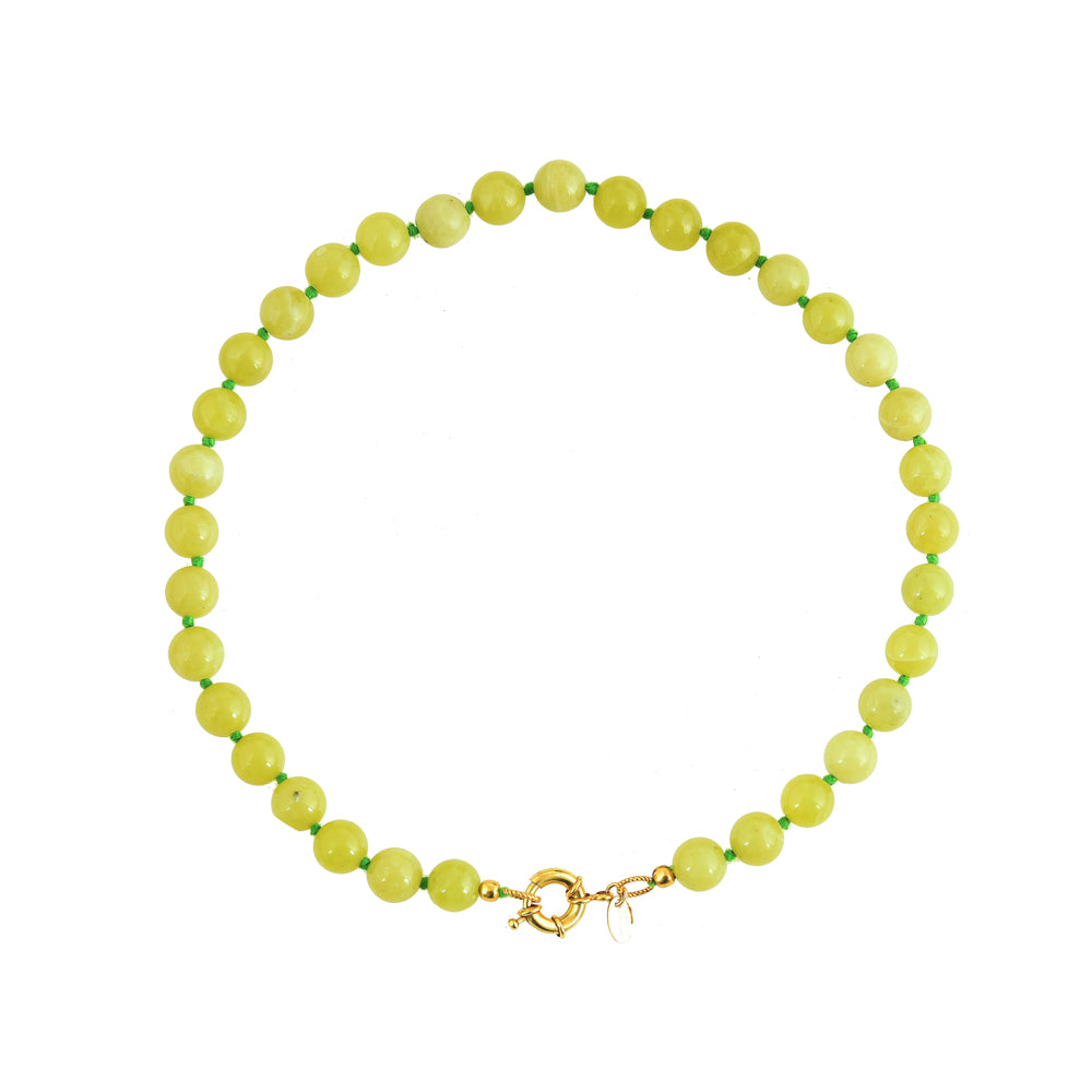 Ronde Edelstenen Ketting Groene Jade