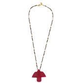 tourmalijn ketting met ruby jade vogel
