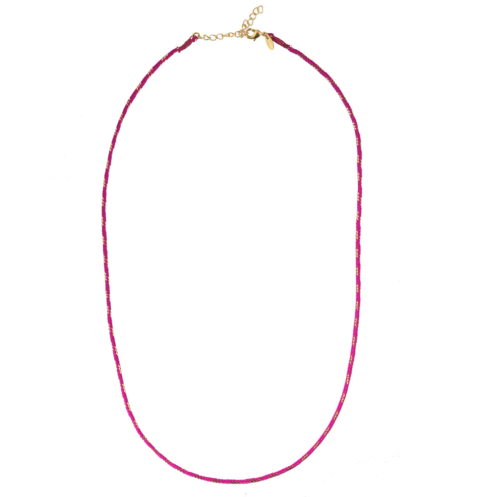 Fel roze Koord Ketting Met Slotje