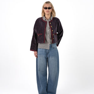 Fluweel Jasje Aubergine Bloem