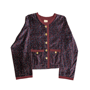 Fluweel Jasje Aubergine Bloem