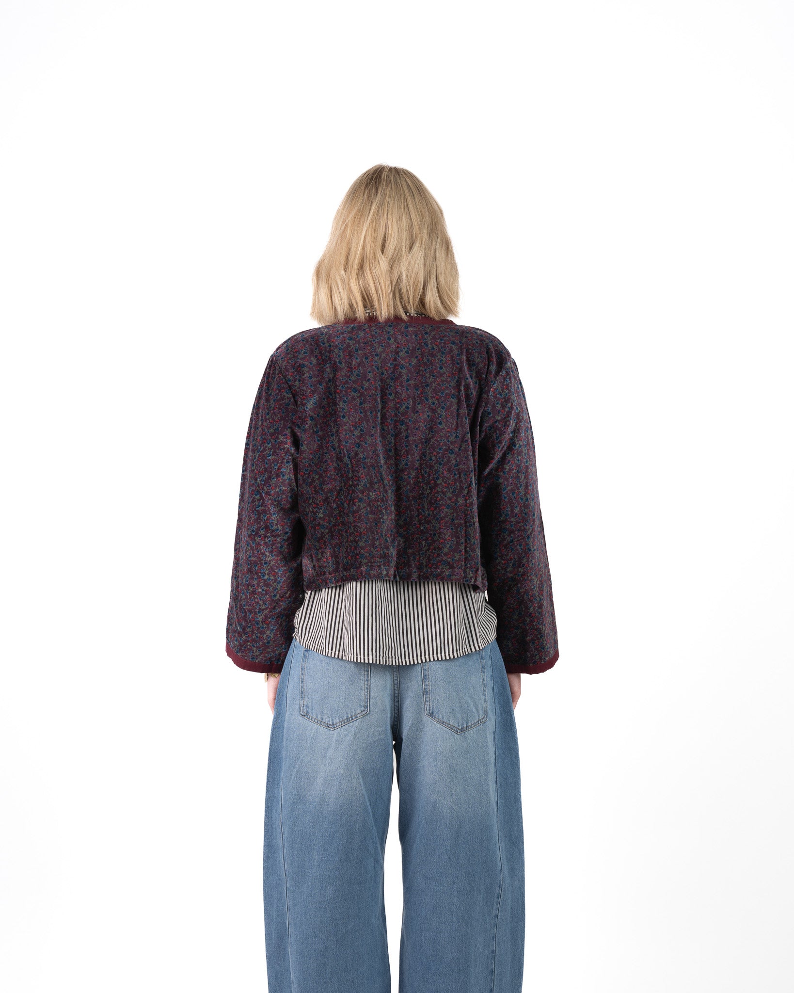 Fluweel Jasje Aubergine Bloem