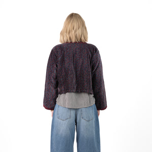 Fluweel Jasje Aubergine Bloem