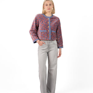 Fluweel Jasje Blauw Bloem