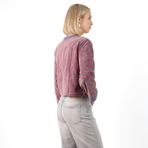 Fluweel Jasje Blauw Bloem