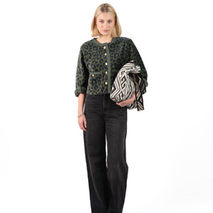 Fluweel Jasje Donkergroen Luipaardprint