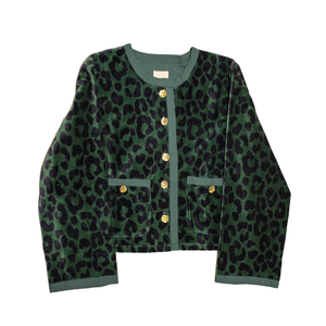 Fluweel Jasje Donkergroen Luipaardprint