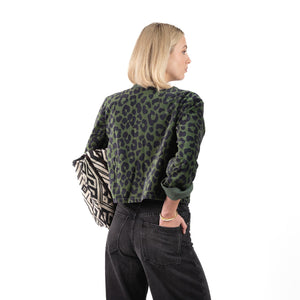 Fluweel Jasje Donkergroen Luipaardprint