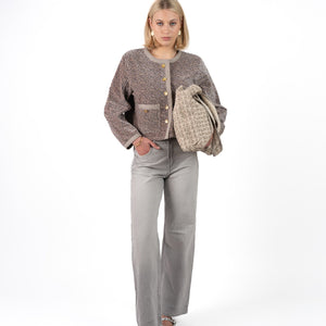 Fluweel Jasje Grijs Luipaardprint